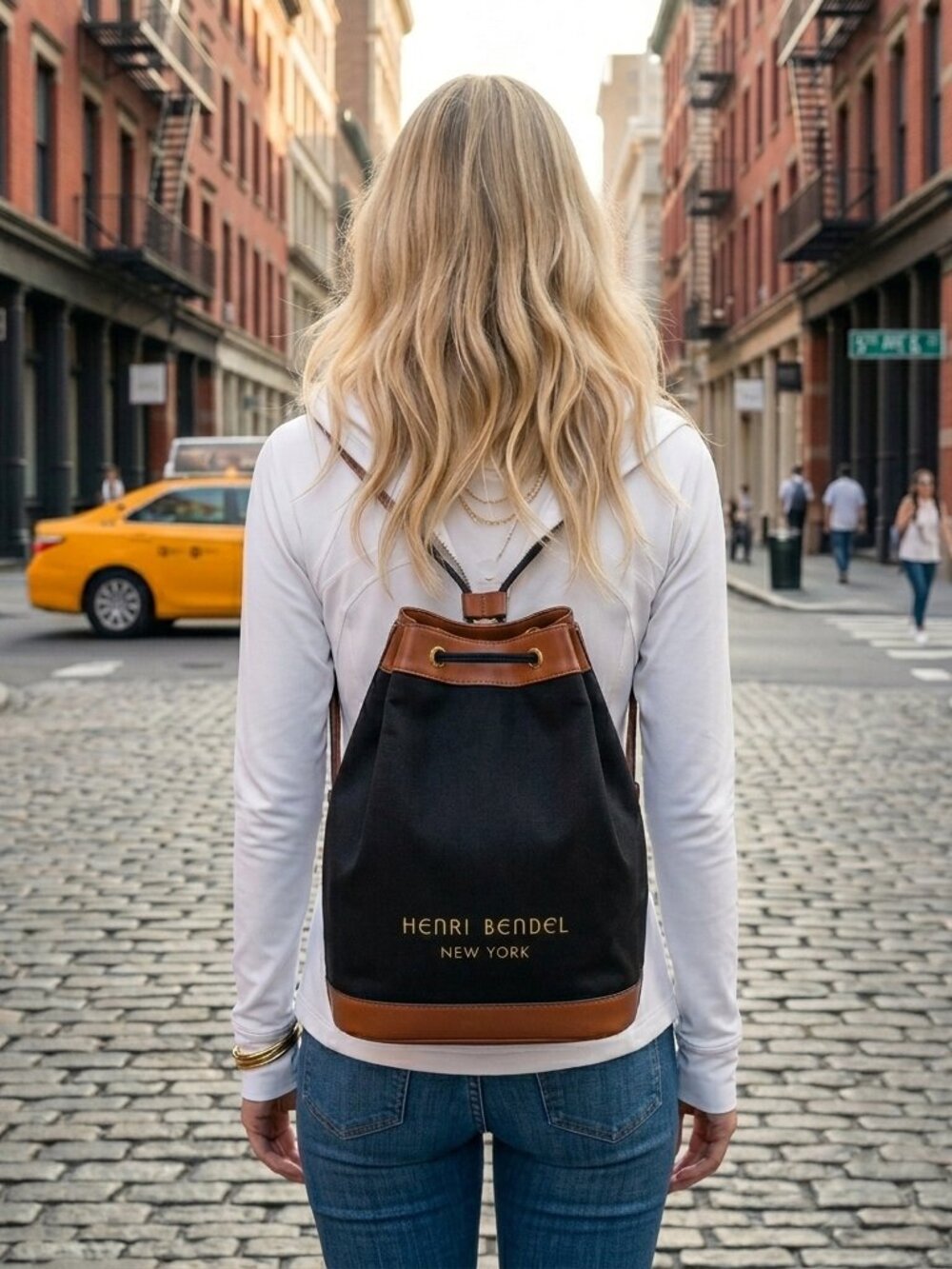 Henri Bendel RARE New York Bendel Girl Collection Canvas/Leather bucket backpack